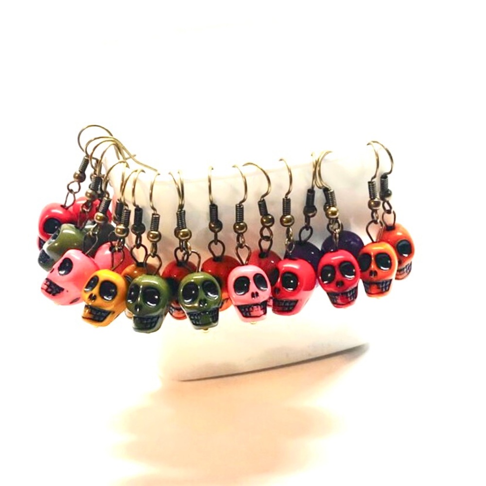 Skull handmade earrings, day of the day earrings, colorful earrings